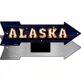 Alaska Bulb Lettering With State Flag Novelty Metal Arrow Sign 8" x 2.25" (MA)