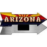 Arizona Bulb Lettering With State Flag Novelty Metal Arrow Sign 8" x 2.25" (MA)