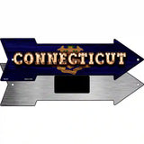 Connecticut Bulb Lettering With State Flag Novelty Metal Arrow Sign 8" x 2.25" (MA)