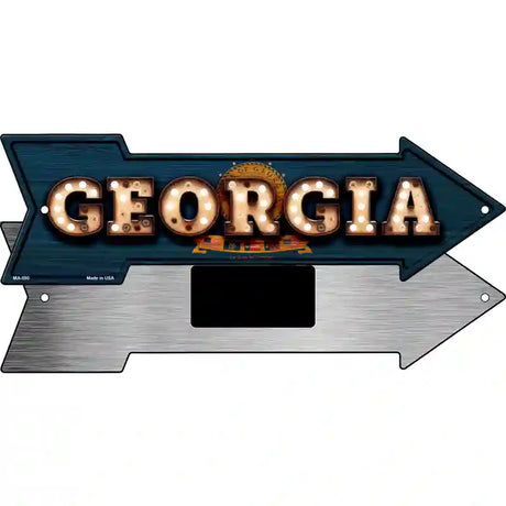 Georgia Bulb Lettering With State Flag Novelty Metal Arrow Sign 8" x 2.25" (MA)