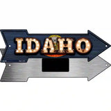 Idaho Bulb Lettering With State Flag Novelty Metal Arrow Sign 8" x 2.25" (MA)