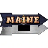 Maine Bulb Lettering With State Flag Novelty Metal Arrow Sign 8" x 2.25" (MA)