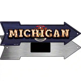 Michigan Bulb Lettering With State Flag Novelty Metal Arrow Sign 8" x 2.25" (MA)