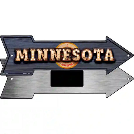 Minnesota Bulb Lettering With State Flag Novelty Metal Arrow Sign 8" x 2.25" (MA)