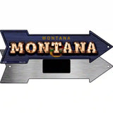 Montana Bulb Lettering With State Flag Novelty Metal Arrow Sign 8" x 2.25" (MA)