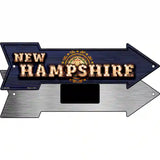 New Hampshire Bulb Lettering With State Flag Novelty Metal Arrow Sign 8" x 2.25" (MA)