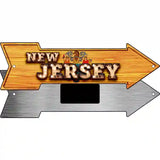 New Jersey Bulb Lettering With State Flag Novelty Metal Arrow Sign 8" x 2.25" (MA)