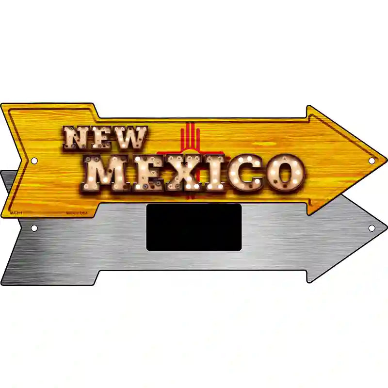 New Mexico Bulb Lettering With State Flag Novelty Metal Arrow Sign 8" x 2.25" (MA)