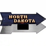 North Dakota Bulb Lettering With State Flag Novelty Metal Arrow Sign 8" x 2.25" (MA)