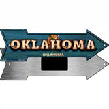 Oklahoma Bulb Lettering With State Flag Novelty Metal Arrow Sign 8" x 2.25" (MA)