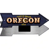 Oregon Bulb Lettering With State Flag Novelty Metal Arrow Sign 8" x 2.25" (MA)