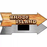 Rhode Island Bulb Lettering With State Flag Novelty Metal Arrow Sign 8" x 2.25" (MA)