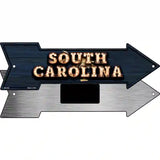 South Carolina Bulb Lettering With State Flag Novelty Metal Arrow Sign 8" x 2.25" (MA)