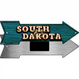 South Dakota Bulb Lettering With State Flag Novelty Metal Arrow Sign 8" x 2.25" (MA)