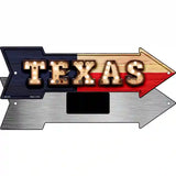 Texas Bulb Lettering With State Flag Novelty Metal Arrow Sign 8" x 2.25" (MA)