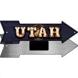 Utah Bulb Lettering With State Flag Novelty Metal Arrow Sign 8" x 2.25" (MA)