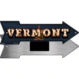 Vermont Bulb Lettering With State Flag Novelty Metal Arrow Sign 8" x 2.25" (MA)