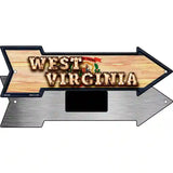 West Virginia Bulb Lettering With State Flag Novelty Metal Arrow Sign 8" x 2.25" (MA)