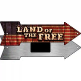 Land of the Free Bulb Letters American Flag Novelty Metal Arrow Sign 8" x 2.25" (MA)