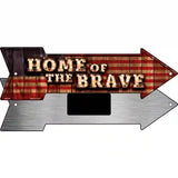 Home of the Brave Bulb Letters American Flag Novelty Metal Arrow Sign 8" x 2.25" (MA)