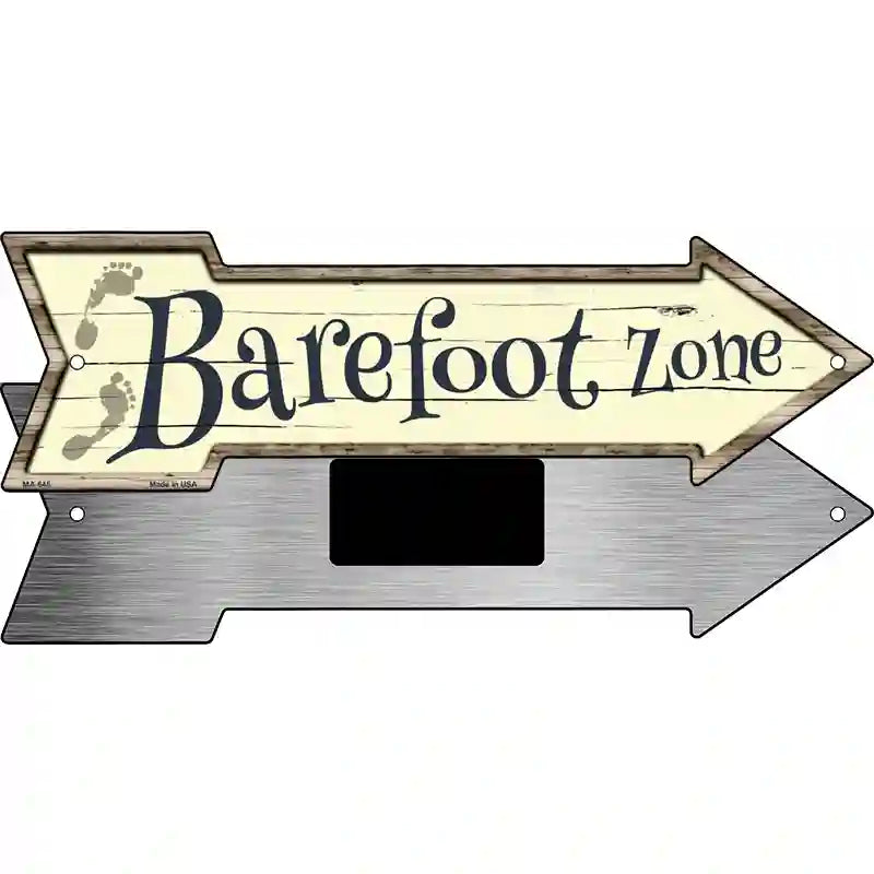 Barefoot Zone Novelty Metal Arrow Sign 8" x 2.25" (MA)