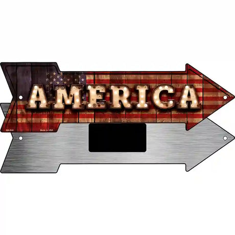 America Bulb Lettering Novelty Metal Arrow Sign 8" x 2.25" (MA)