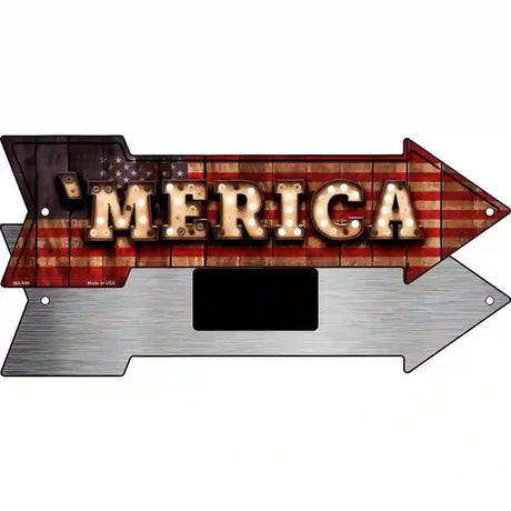 Merica Bulb Lettering Novelty Metal Arrow Sign 8" x 2.25" (MA)