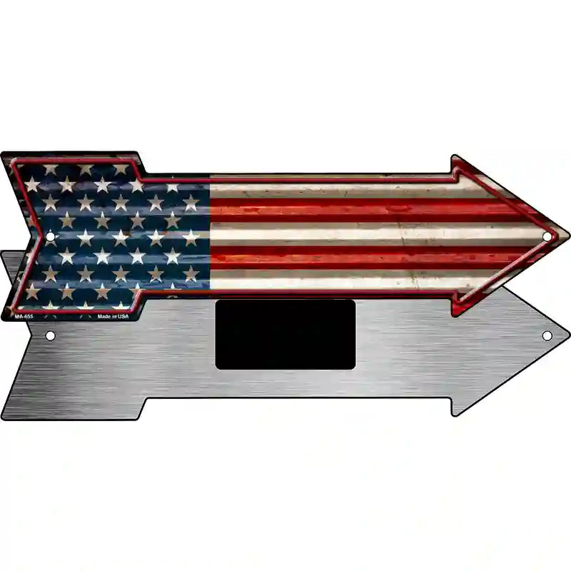 American Flag Corrugated Novelty Metal Arrow Sign 8" x 2.25" (MA)