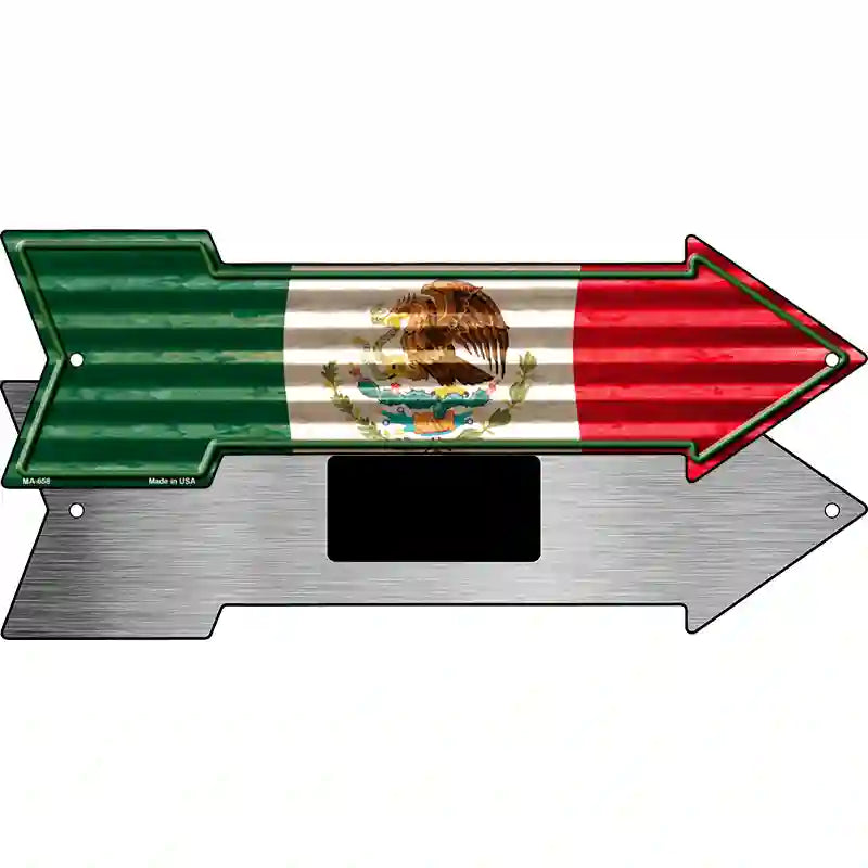 Mexico Flag Corrugated Novelty Metal Arrow Sign 8" x 2.25" (MA)