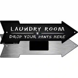 Laundry Room Novelty Metal Arrow Sign 8" x 2.25" (MA)