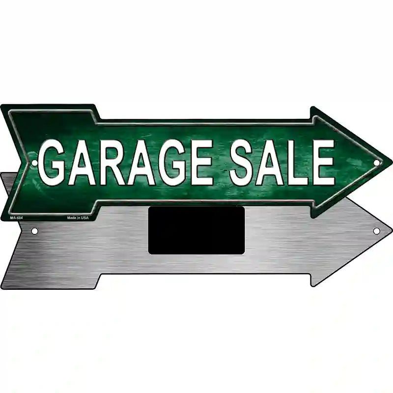 Garage Sale Right Novelty Metal Arrow Sign 8" x 2.25" (MA)