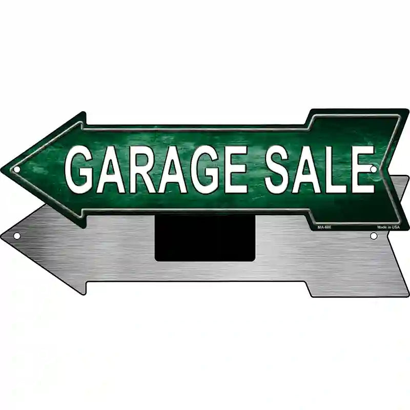 Garage Sale Left Novelty Metal Arrow Sign 8" x 2.25" (MA)