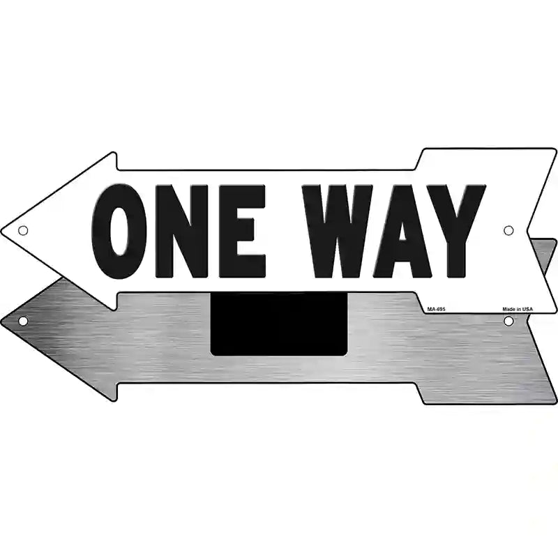 One Way Left Novelty Metal Arrow Sign 8" x 2.25" (MA)