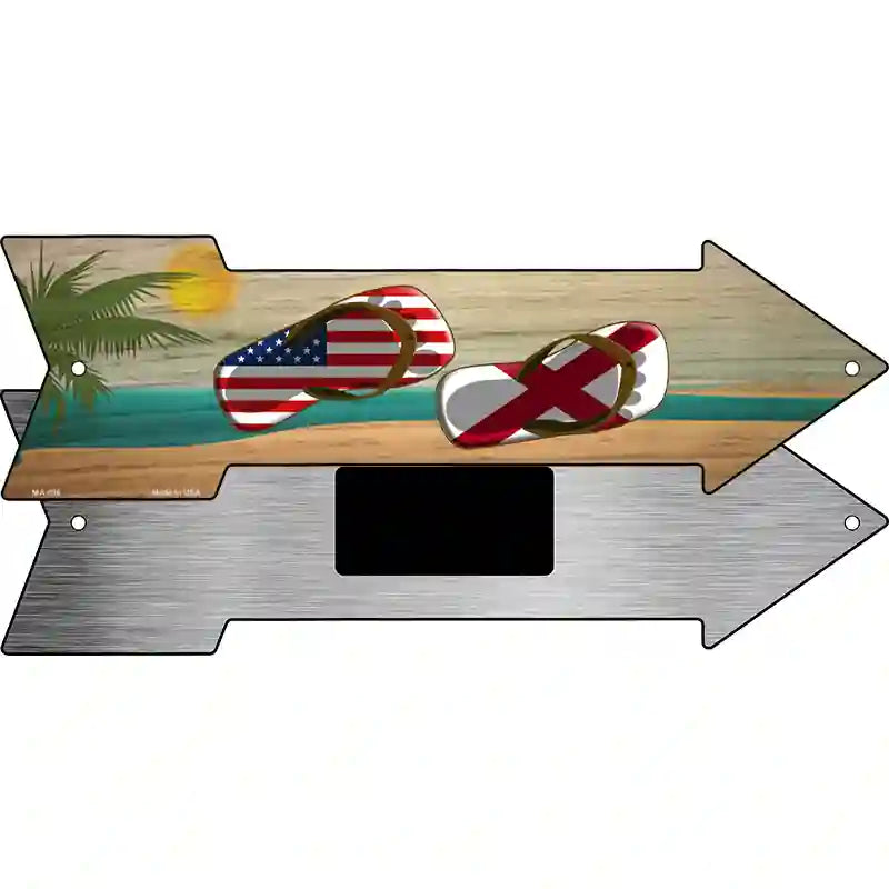 US and Alabama Flag Flip Flop Novelty Metal Arrow Sign 8" x 2.25" (MA)