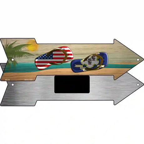 US and Connecticut Flag Flip Flop Novelty Metal Arrow Sign 8" x 2.25" (MA)