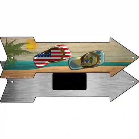 US and Delaware Flag Flip Flop Novelty Metal Arrow Sign 8" x 2.25" (MA)