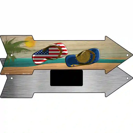 US and Georgia Flag Flip Flop Novelty Metal Arrow Sign 8" x 2.25" (MA)