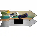 US and Indiana Flag Flip Flop Novelty Metal Arrow Sign 8" x 2.25" (MA)