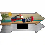 US and Iowa Flag Flip Flop Novelty Metal Arrow Sign 8" x 2.25" (MA)