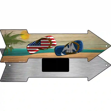 US and Louisiana Flag Flip Flop Novelty Metal Arrow Sign 8" x 2.25" (MA)