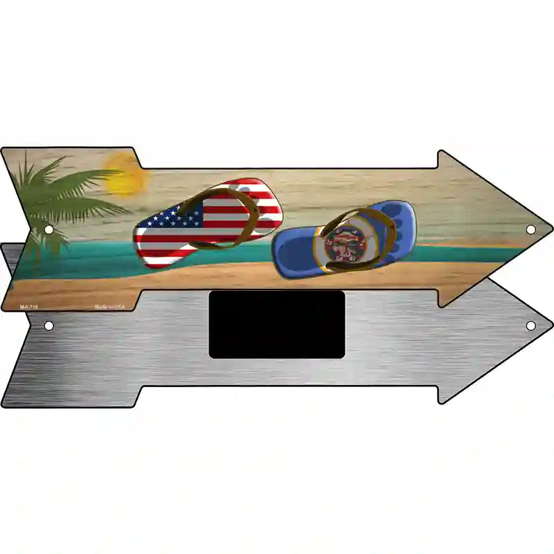 US and Minnesota Flag Flip Flop Novelty Metal Arrow Sign 8" x 2.25" (MA)