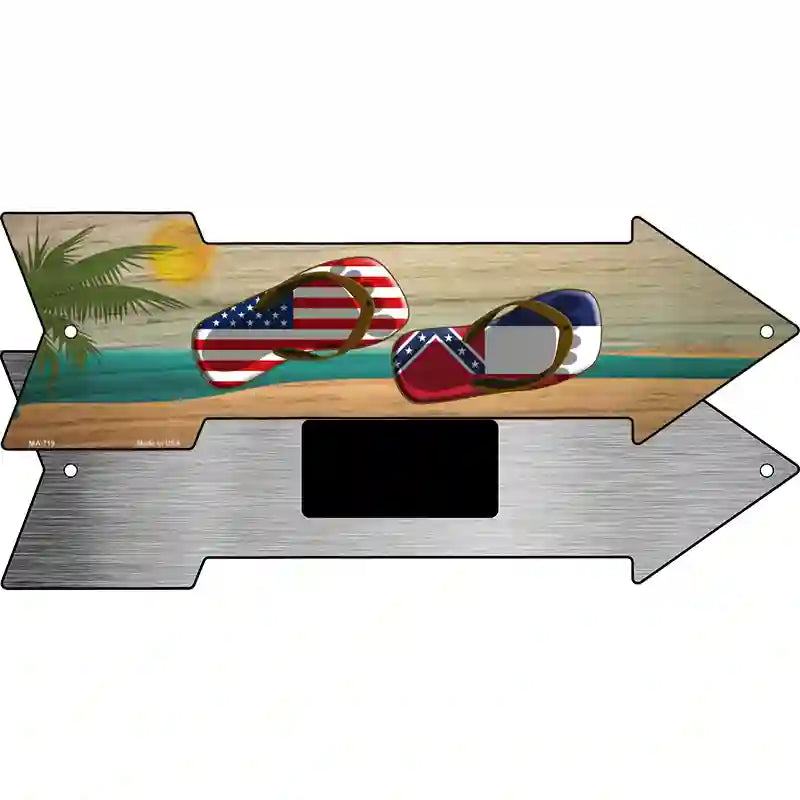 US and Mississippi Flag Flip Flop Novelty Metal Arrow Sign 8" x 2.25" (MA)