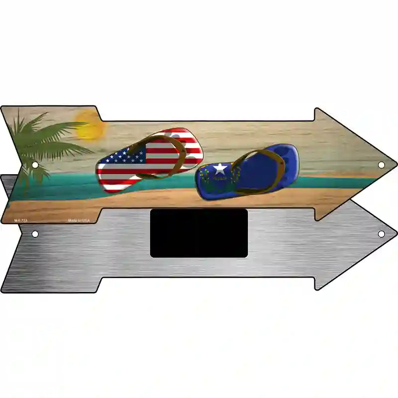 US and Nevada Flag Flip Flop Novelty Metal Arrow Sign 8" x 2.25" (MA)