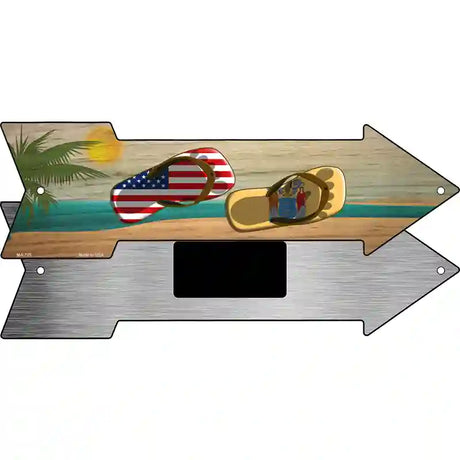 US and New Jersey Flag Flip Flop Novelty Metal Arrow Sign 8" x 2.25" (MA)