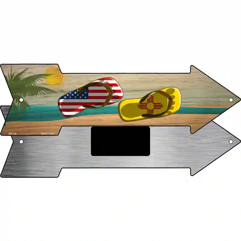 US and New Mexico Flag Flip Flop Novelty Metal Arrow Sign 8" x 2.25" (MA)