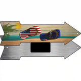 US and North Dakota Flag Flip Flop Novelty Metal Arrow Sign 8" x 2.25" (MA)