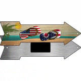 US and Ohio Flag Flip Flop Novelty Metal Arrow Sign 8" x 2.25" (MA)