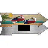 US and Texas Flag Flip Flop Novelty Metal Arrow Sign 8" x 2.25" (MA)