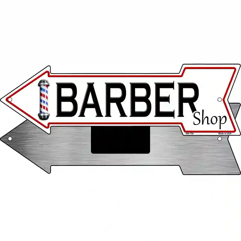 Barber Shop Left Novelty Metal Arrow Sign 8" x 2.25" (MA)