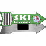 Ski Lessons Novelty Metal Arrow Sign 8" x 2.25" (MA)